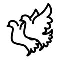 Wedding doves line icon. Pigeons vector illustration isolated on white. Birds outline style design, designed for web and