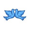 Wedding doves line icon.