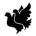 Wedding doves solid icon. Pigeons vector illustration isolated on white. Birds glyph style design, designed for web and