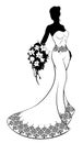 Wedding Dress and Bouquet Bride Silhouette