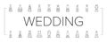 wedding dress bride woman icons set vector Royalty Free Stock Photo