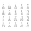 wedding dress bride woman icons set vector Royalty Free Stock Photo