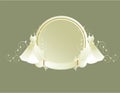 Wedding dress circular frame gray background Royalty Free Stock Photo