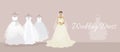 Wedding dress design flat style