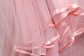 Wedding dress detail. Pink wedding dress frills close up