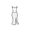 Wedding dress doodle icon, vector illustration