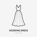 Wedding dress doodle line icon. Vector thin outline illustration of accessory marriage. Black color linear sign for