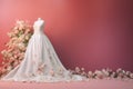 Wedding dress flowers satin. Generate Ai Royalty Free Stock Photo