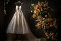 Wedding dress hang on stick. Generate AI Royalty Free Stock Photo