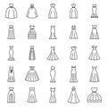 Wedding dress icons set outline vector. Bride accessories Royalty Free Stock Photo