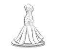 Wedding dress on a mannequin hand drawn sketch Fashion and Clothing Royalty Free Stock Photo