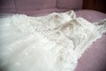 Wedding dress on the sofa Royalty Free Stock Photo