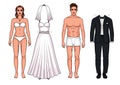 Wedding dress and wedding suit for the bride and groom Royalty Free Stock Photo