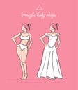 Wedding dress of the triangle body shape.