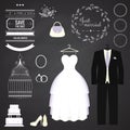 Wedding dresse and groom suit with different