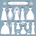 Wedding dresses,accessories set.Fashion flat silhouette Royalty Free Stock Photo