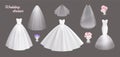 Wedding Dresses Realistic Set Royalty Free Stock Photo