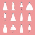 Wedding Dresses Set on Mannequin. Vector