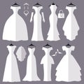 Wedding dresses silhouette set.Fashion flat Royalty Free Stock Photo