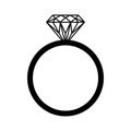 Wedding or engagement diamond ring icon symbol.