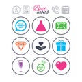 Wedding, engagement icons. Love oath letter. Royalty Free Stock Photo