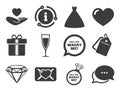 Wedding, engagement icons. Love oath letter. Vector