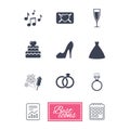 Wedding, engagement icons. Vow love letter. Royalty Free Stock Photo