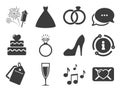Wedding, engagement icons. Vow love letter. Vector Royalty Free Stock Photo