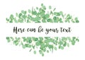 Wedding eucalyptus horizontal vector design banner. Rustic green Royalty Free Stock Photo