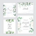 Wedding eucalyptus, rose square vector design banner frames