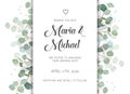 Wedding eucalyptus vertical vector design banner frame. Royalty Free Stock Photo