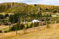 Event center Wedding tent, backdrop of Southern Alps, Lake Wanaka, at Dublin Bay, in Wanaka, Otago, South Island, New Zealand Royalty Free Stock Photo