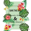 Abstract background with many falling tiny confetti pieces. vector backgroundWedding event invitation card template. Exotic tropic