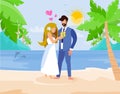 Wedding on Exotic Island Flat Vector Illustration Royalty Free Stock Photo