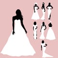 Wedding fashion card with bride silhouettes