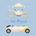 Wedding fashion transportation vector illustration.