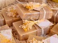 Wedding favors natural soaps with rustic floral and burlap decoration handmade guest gifts