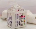 Wedding favours in a paper cage Royalty Free Stock Photo