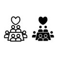 Wedding feast line and glyph icon. Tableful vector illustration isolated on white. People around the table outline style