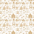 Wedding Flat Design elements in seamless pattern