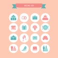 Wedding flat icon set. Vector illustration, flat style.