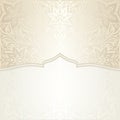 Wedding Floral decorative vintage mandala Background Ecru Bege with golden copy space