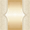 Wedding Floral decorative vintage mandala Background Ecru Bege with golden copy space