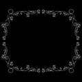 Wedding floral frame in vintage style isolated on black background. Nature illustration. Wedding pattern. Vector vintage Royalty Free Stock Photo