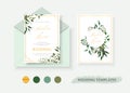 Wedding floral gold invitation card envelope save the date design Royalty Free Stock Photo