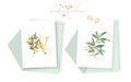 Wedding floral golden invitation card envelope save the date