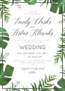 Wedding floral invitation, invite card. Vector watercolor style