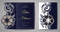 Wedding Floral Invitation. Template for laser cutting. Vector illustration.