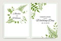 Wedding floral invite cards design with vector watercolor style deferent leaves