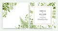 Wedding floral invite cards design with vector watercolor style deferent leaves